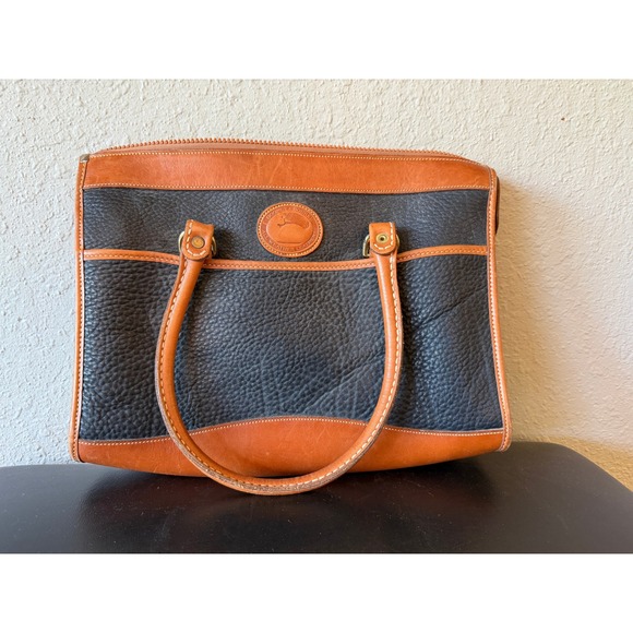 Dooney & Bourke All Weather Leather Handbag Satchel Black & Brown - Picture 1 of 8